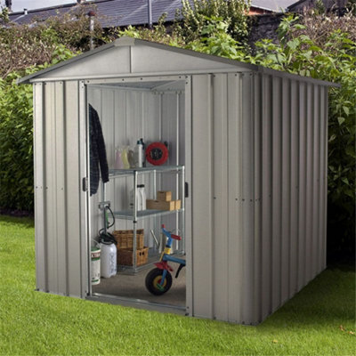 iLikeStores 6 X 7 Apex Metal Garden Shed - Grey (6Ft 1