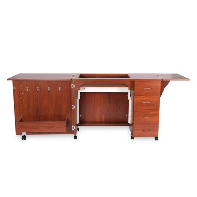 Sewing Online Harriet Fold-Away Sewing Cabinet With Drawers In Teak from B&Q