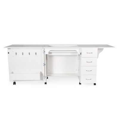 Sewing Online Harriet Fold-Away Sewing Cabinet With Drawers In Ash White from B&Q