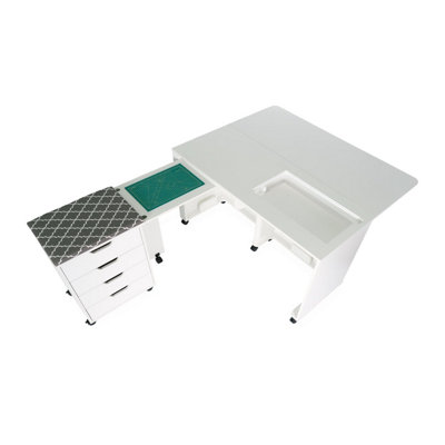 Laverne & Shirley Fold-away Sewing Cabinet with Drawers in White - Image 3