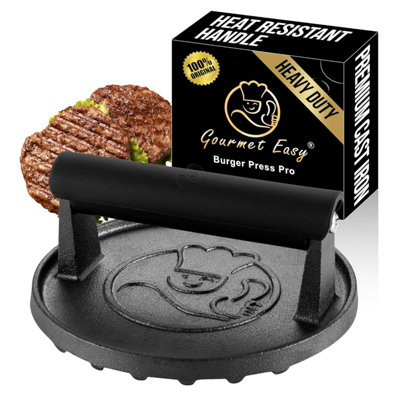 Gourmet Easy 900 G Smash Burger Press For GriddleHeavy Duty Hamburger W / Heat Resistant HandleCast Iron Grill Press,bacon Round Smasher from B&Q