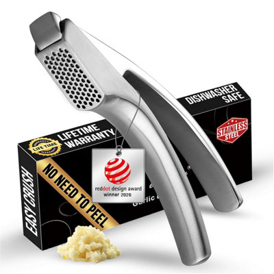 Gourmet Easy No Peeling Required Garlic Press Stainless Steel With Detachable Handle For Fine Mincing- Mincer ToolRust-ProofEasy To Clean from B&Q