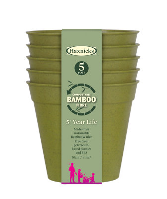 Haxnicks Sage Green Bamboo Plant Pot (Dia) 10Cm(H)8CmPack Of 5 from B&Q