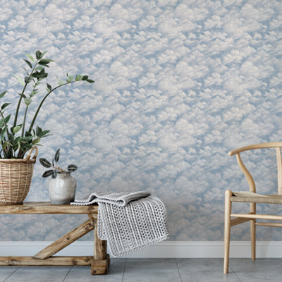 Tempaper Clouds Peel And Stick Wallpaper Sky Blue52Cm X 5M from B&Q