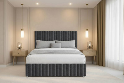 Chester & Oakley Beds Chester & Oakley Ravello Steel Plush Divan Bed Base No Drawers With 26" Strutted Headboard 12" Footboard 2'6 Small Single