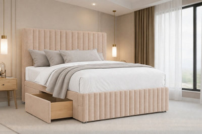 Chester & Oakley Beds Chester & Oakley Ravello Pebble Plush Divan Bed Base 2 Drawers Left Side 26"strutted Headboard 12"footboard 2'6 Small Single