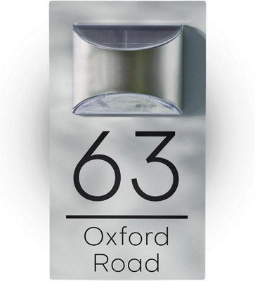 Personalised House Number Plaque For Wall With Solar LightLight Grey from B&Q