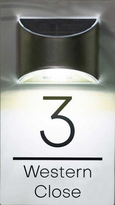 Personalised House Number Plaque For Wall With Solar LightWhite from B&Q