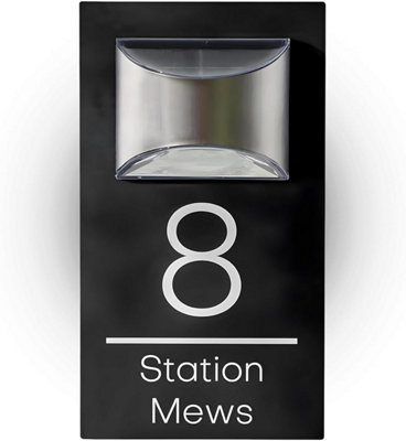 Personalised House Number Plaque For Wall With Solar LightBlack from B&Q