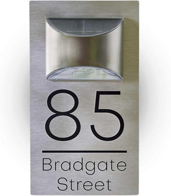 Personalised House Number Plaque For Wall With Solar LightAluminium from B&Q