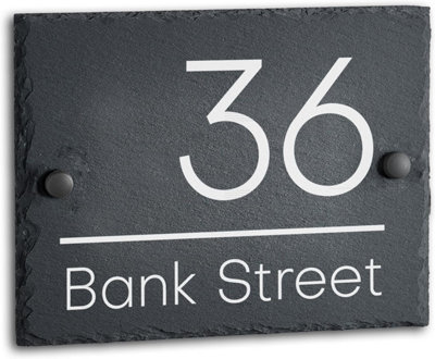 Slate House Sign Personalised Door Number Plaque 20Cm X 15Cm from B&Q