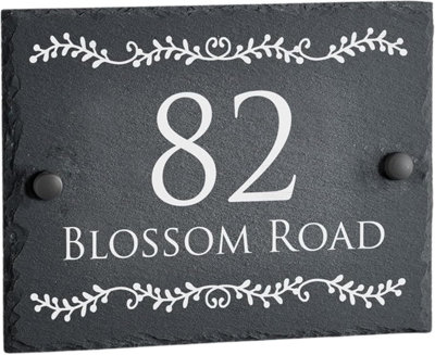 Slate House Sign Personalised Door Number Plaque 20Cm X 15Cm from B&Q