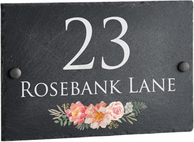 Slate House Sign Personalised Door Number Plaque 20Cm X 15Cm from B&Q
