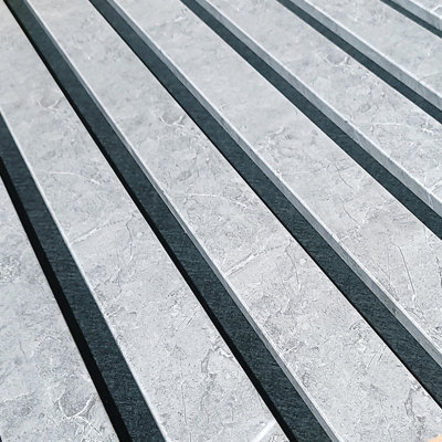 Acoustic Wall Panels Marble GreyWide SlatsPremium Panels from B&Q
