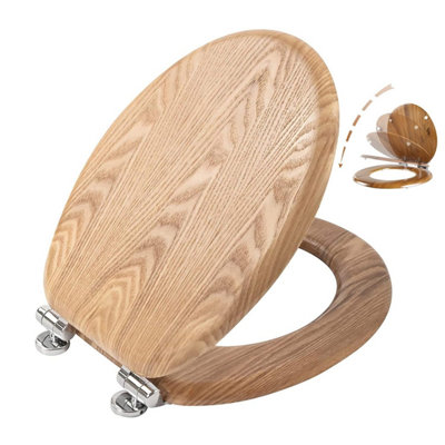  - Angel Shield Antibacterial Wooden Toilet Seat With Adjustable Quick Release HingesEasy To Clean And Assemble For Bathroom45 X