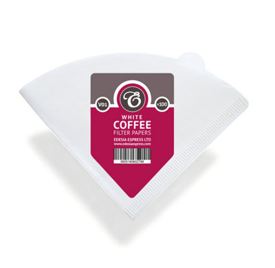 Edesia Espress 100 Size V01 White Coffee Filter Paper ConesV ShapedCompatible With Hario Size 01
