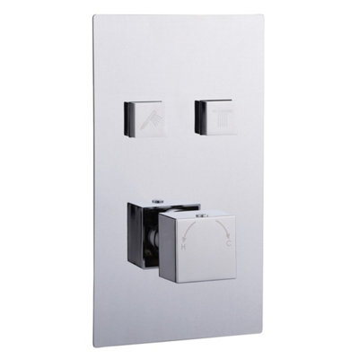 Menai Chrome Square Thermostatic Shower Valve2 Outlet from B&Q