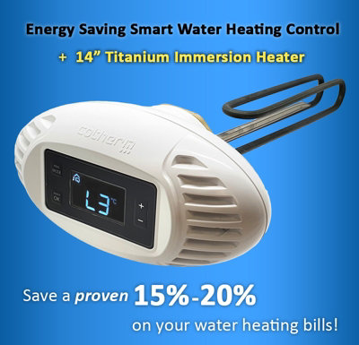 Cotherm P.i.l Energy Saving Smart Water Heating Control + 14" Titanium 3Kw Immersion Heater from B&Q
