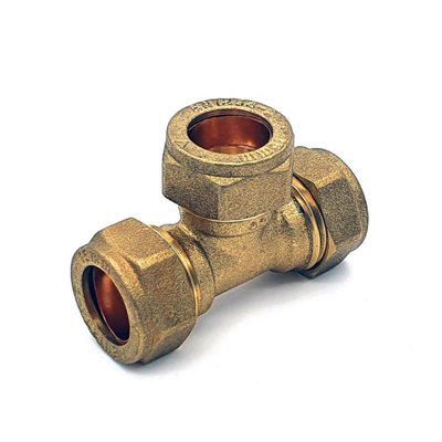 B&Q Equal Tee Compression 15Mm Brass