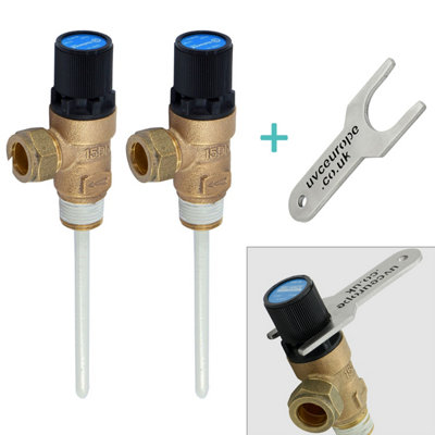 2 X Reliance10 Bar Tpr15 Pressure And Temperature Relief Valve 90-95 Degreec + Tpr Key from B&Q