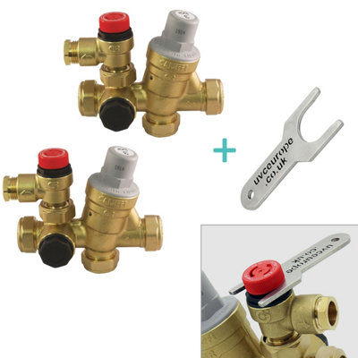 2 X Caleffi22mm Inlet Control Multibloc Valve Group 533002Cst / F0001021 + Prv Key from B&Q