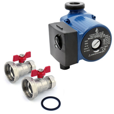 Circulation Pump 25-60 130 6M Head 3 Speed + 2 X 22mm Lever Handle Ball Pump Valves from B&Q