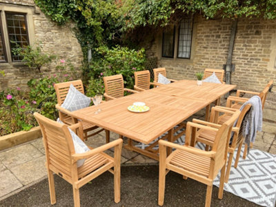 Teak Garden Furniture Rectangle Extending Table 10 from B&Q