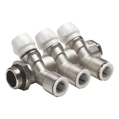 JG Speedfit John Guest Speedfit Brass Manifold 15mm X 3/4" 4 Port from B&Q