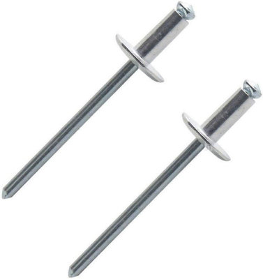 - 100 X Large Flange Standard Aluminium RivetsDome Headed 4.8 X 12mm Pop Rivet
