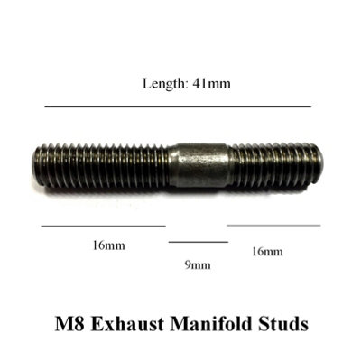 12 X Exhaust Inlet Manifold Studs M8 X 1.25mm Pitch. Length: 41mm / 16mm9mm16mm from B&Q