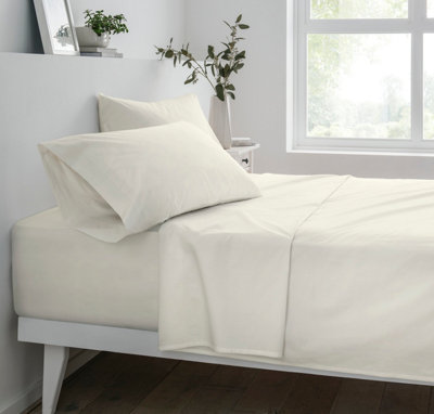 Smart Living Super Soft Easy Care Polycotton Bed Linen Luxury Bedding 25Cm Deep Bedsheet Non Iron Fitted Sheet Or Pillowcase Pair from B&Q