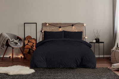 Smart Living Luxury Super Soft & Reversible Waffle Teddy Fleece Duvet Cover With Pillowcase from B&Q