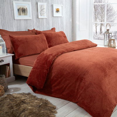Smart Living Luxury Super Soft & Reversible Waffle Teddy Fleece Duvet Cover With Pillowcase from B&Q