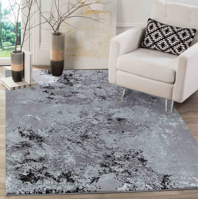 Smart Living Modern Soft Carved Area RugLiving Room CarpetKitchen FloorBedroom Soft Rugs 80Cmx150CmSerenity (205 Black) from B&Q