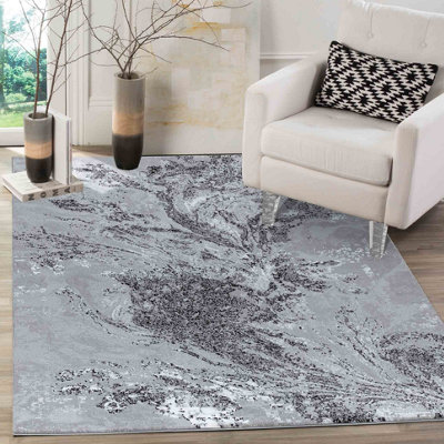 Smart Living Modern Soft Carved Area RugLiving Room CarpetKitchen FloorBedroom Soft Rugs 160Cmx230CmSerenity (268 Black) from B&Q