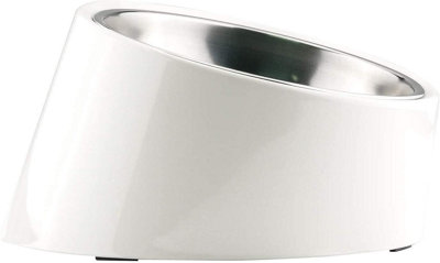 Super Design Slanted Dog Bowl Water / Food Mess Free Tilted Angle Cream White Small 150Ml from B&Q