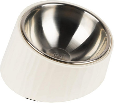 Super Design Slanted Dog Water Food Bowl Mess Free Tilted Angle Cream L 600Ml from B&Q
