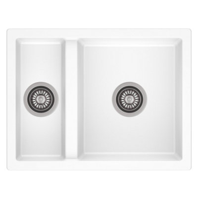 Reginox Toulon 1.5 Bowl Granite Kitchen SinkPure WhiteDurable Inset Design With Wastes Included from B&Q