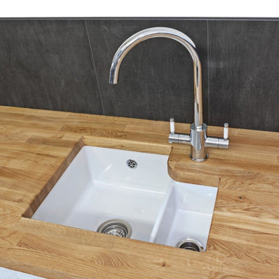 Reginox Tuscany Ii Undermount Kitchen Sink Lh Large 1.5 Bowl White Ceramic Waste from B&Q