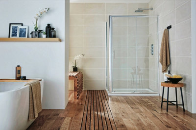 UK Homeliving Uk Home Living Avalon 1400mm Sliding Door With 800mm Side Panel from B&Q