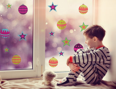 Quote My Wall Christmas Baubles & Stars Window Stickers Window Decals Decor Decorations Xmas from B&Q