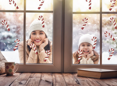 Quote My Wall Candy Stick Canes Sweetie Christmas Window Stickers from B&Q
