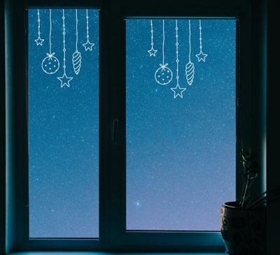 Quote My Wall Hanging Baubles White Christmas Window Cling Stickers Kids Christmas Window Decals Decorations Removable from B&Q