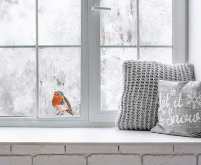 Quote My Wall Water Colour Robin Christmas Window Sticker Children's Kids Window Decals Decorations from B&Q