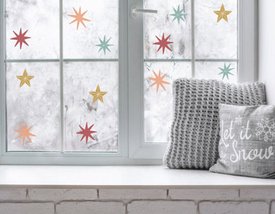 Quote My Wall Christmas Window Decorations Stars Decorative Window Stickers Decals Children's Kids Window Decals Decorations from B&Q