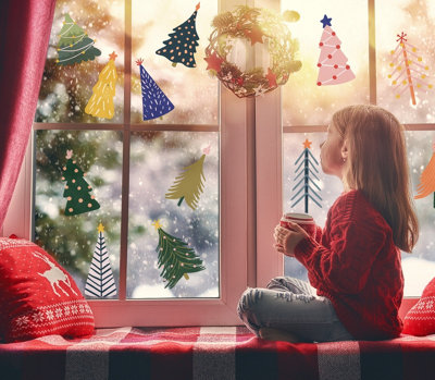 Quote My Wall Decorative Christmas Trees Christmas Window Stickers Children's Kids Window Decals Decorations from B&Q