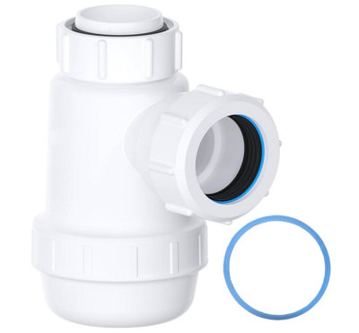Plumbez Shallow Bottle Trap 32mm (1.25") With Anti-Slip Ring38mm Seal Space-Saving Sink Waste KitBs En2574-1 Compliant from B&Q