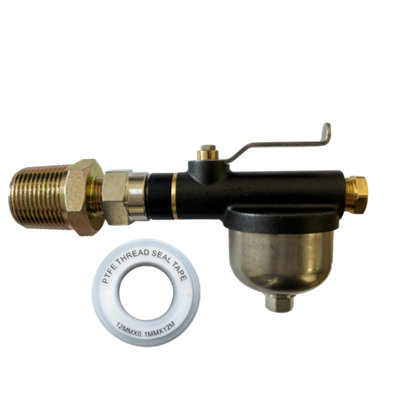 PlumbEZ Black Premium Heating Oil Tank Filter With Isolation Valve from B&Q