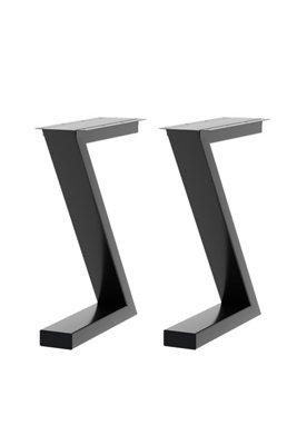 Garden Sanctuary Z Shape Black Iron Table Legs With Anti Slip Pads H40Cm 2Pcs/pack from B&Q