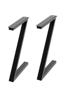 Garden Sanctuary 1 Pair Z-Shape Black Iron Table Legs With Anti Slip Pads H 70Cm from B&Q